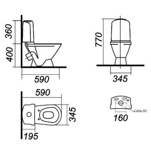 Унитаз-компакт напольный с бачком Sanita Luxe CLASSIC BASIC WC.CC/Classic/2-TM/WHT.G/S1 с сиденьем Soft close